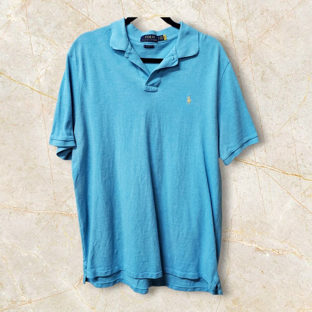 Polo Ralph Lauren Men’s‎ XL Short Sleeve Blue Casual Polo Shirt Textured Pony